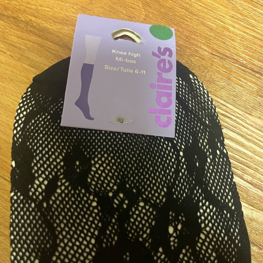 Claire's Black Lace Knee High Socks
